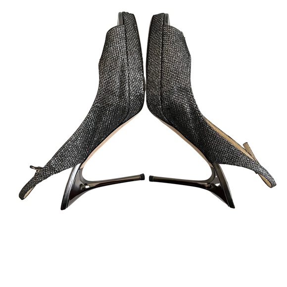 Jimmy Choo Nova Glitter Open Toe Sling Back Heels Silver Size 36.5 - Picture 10 of 12